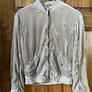 Free People Velvet Jacket in Taupe